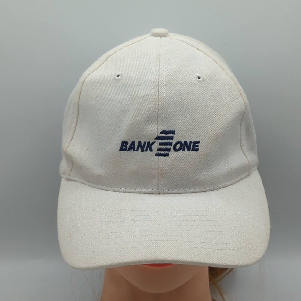Vintage Bank 1 One Hat Cap White Adjustable Strap Back Headmost